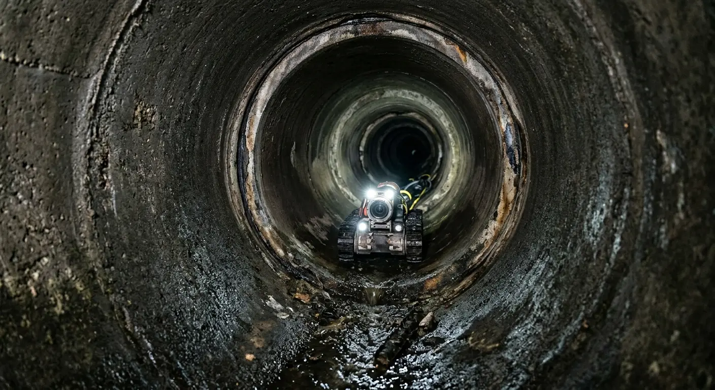 Robotic sewer camera inspecting pipe interior for Drain Snake Service in Brambleton
